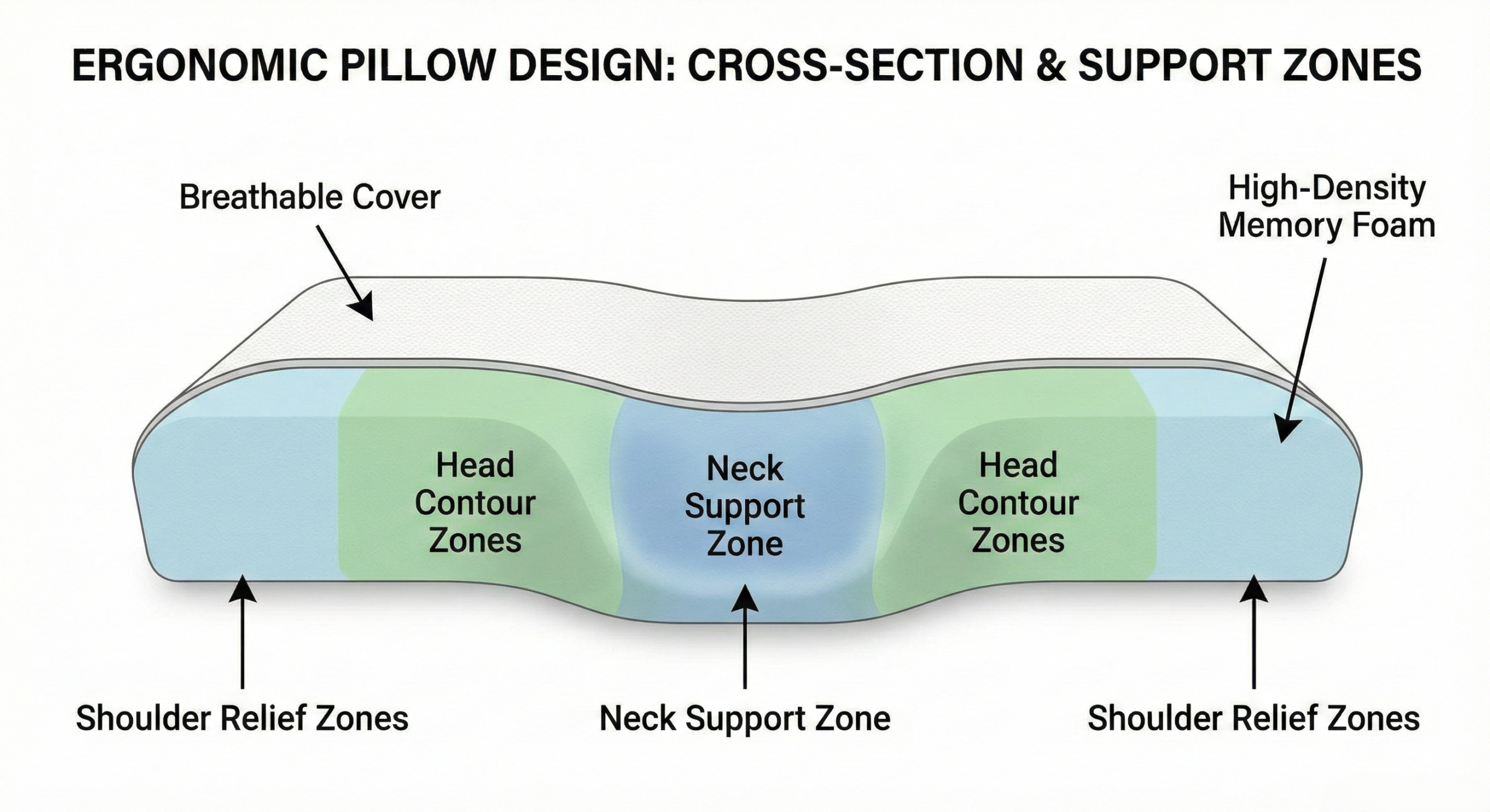 Derila Ergo pillow support zones diagram